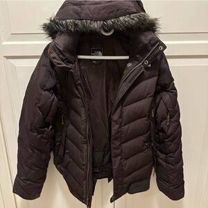 The North Face Dark Brown ski jacket Jacket with Faux Fur Hood